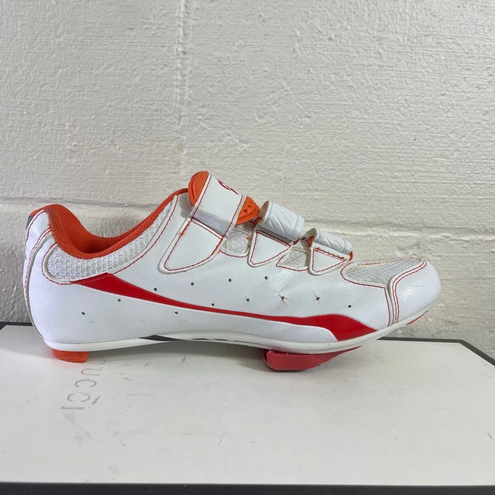 Peloton Cycling Indoor Shoes Bike Cleats White Orange Women's Size 9 US/40 EU